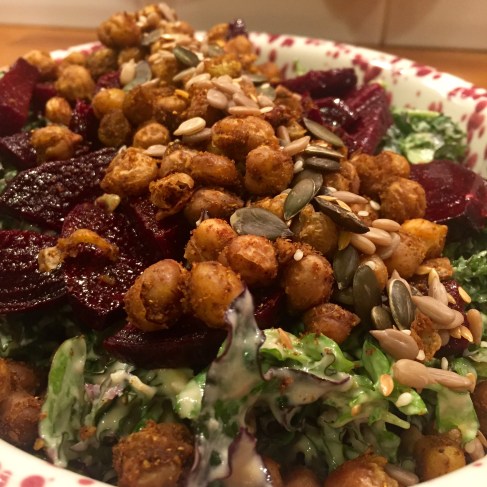 Kale and Chickpea Salad with Roated Beet
